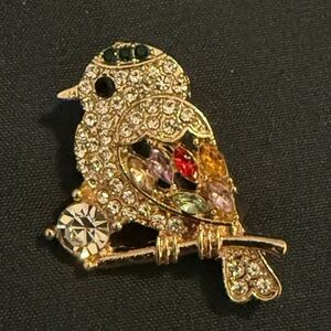 Women’s Accessories Beautiful Elegant Gold Bird Brooch with Multicolor Accents